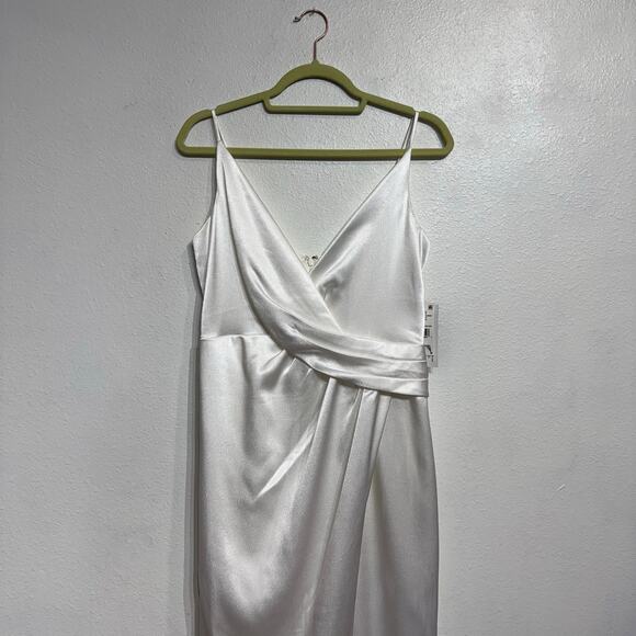 Aidan by Aidan Mattox Ivory V-Neck Draped Column Maxi Gown Sz 10 NWT - Picture 3 of 15